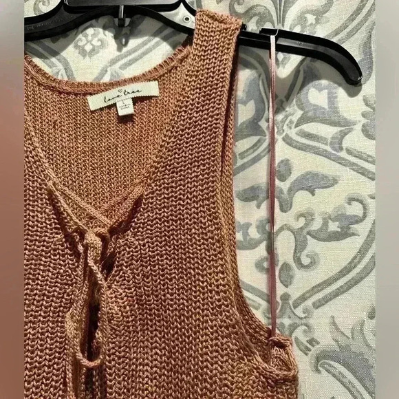 Love Tree Lace-Up Sweater Tank Top mauve size large - Picture 3 of 4